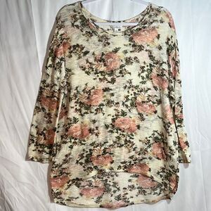 (10) Rose floral charming Charlie tunic sweater thin size medium